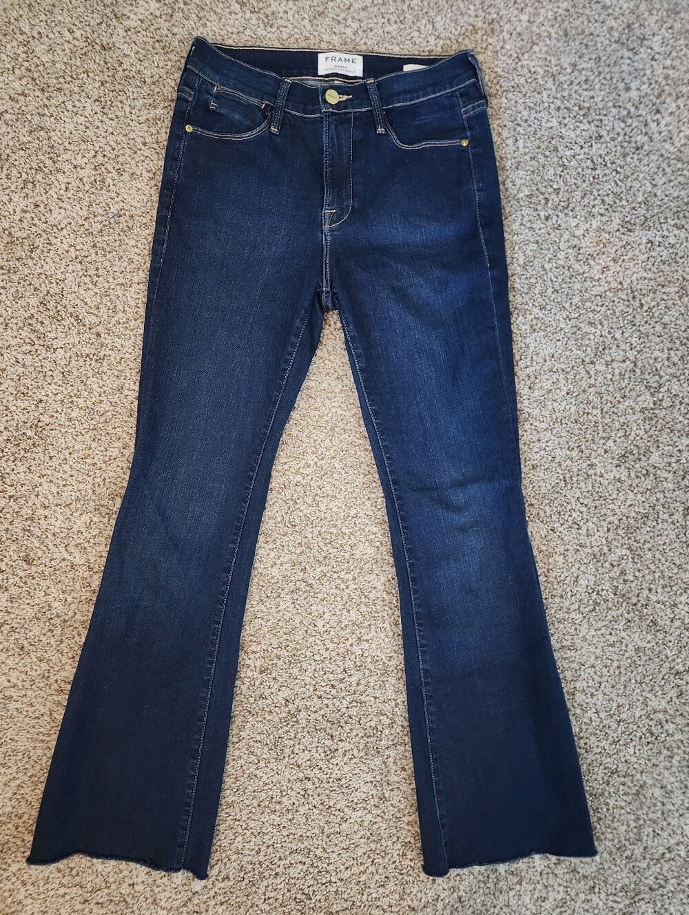 🩵FRAME Le High Flare Frey Jeans Womens Size 27 Blue High Rise Stretch Denim